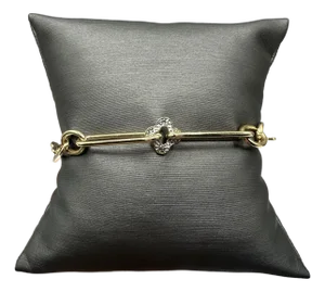 Italian Paperclip Style Bracelet in 14kt Yellow Gold - 7.75", 4.4g, Two-Tone