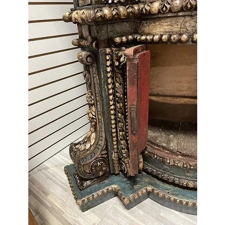 Rare Hand Painted Spanish 1800s Corner Cupboard For Sale - Image 9 of 17