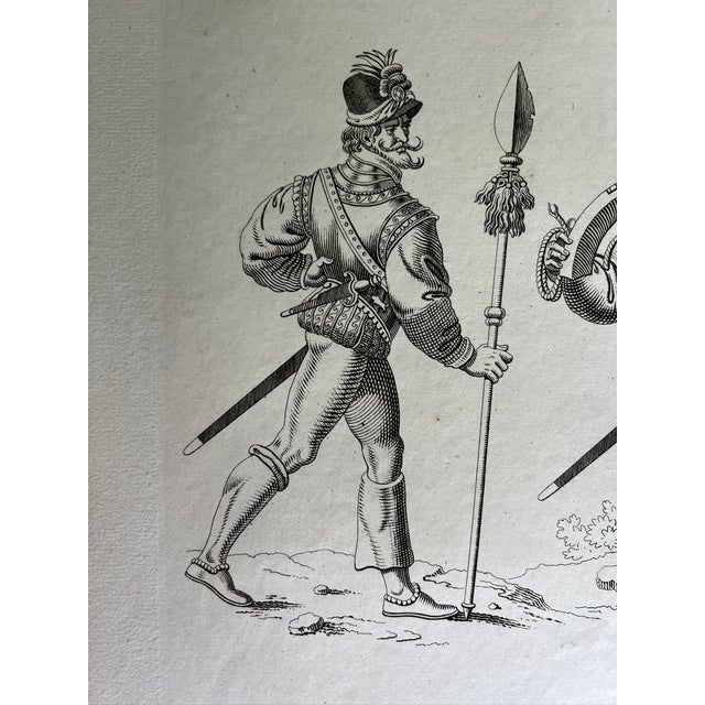 Figurative Mid 19th Century Etching Reproduction of Soldiers of Charles IX and Henry III by Nicolas Xavier Willemin For Sale - Image 3 of 6