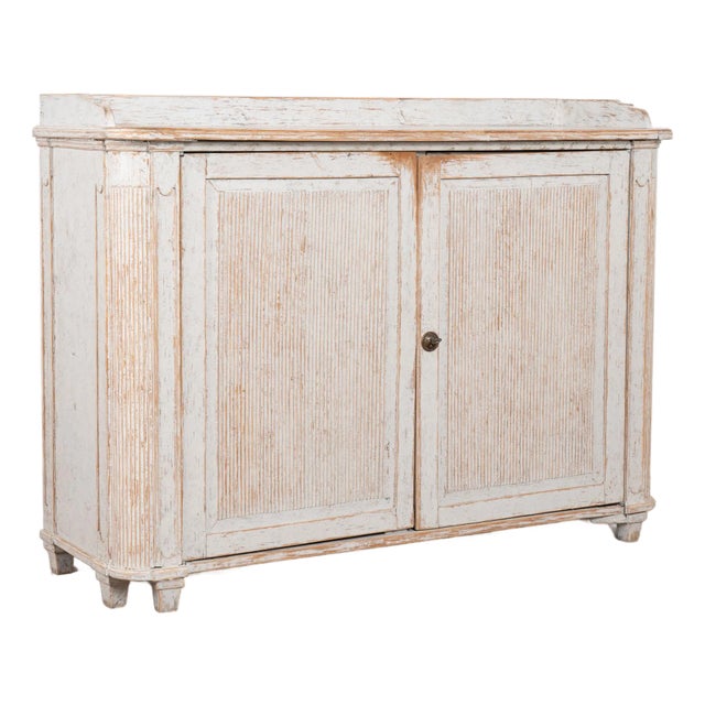 Early 19th Century Swedish Gray Painted Sideboard Buffet Cabinet For Sale