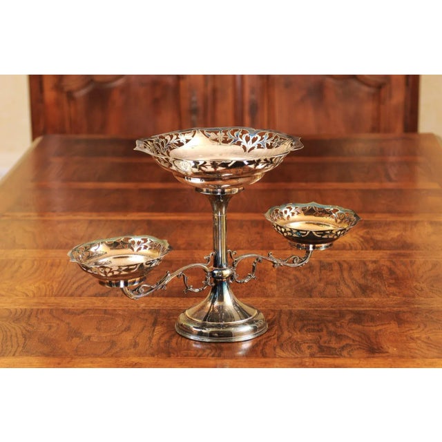 French 19th Century Silver Epergne with Pierced Foliage and Scrolling Motifs For Sale - Image 11 of 13