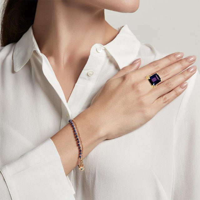 13 Carat Emerald Cut Amethyst Cocktail Ring in 14 Karat Yellow Gold For Sale - Image 18 of 18