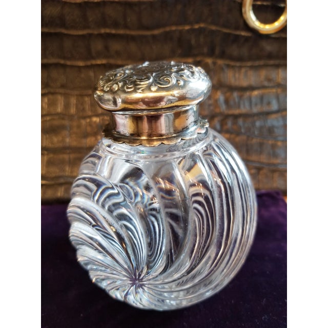 1900 - 1909 1900s Baccarat Crystal and Silver Inkwell For Sale - Image 5 of 10