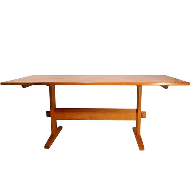Mid 20th Century Mid Century Scandinavian Trestle Base Dining Table For Sale - Image 5 of 13