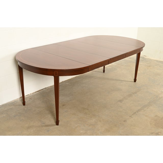 Kindel Furniture Federal Inlaid Mahogany Extension Dining Table, Newly Refinished For Sale - Image 15 of 15