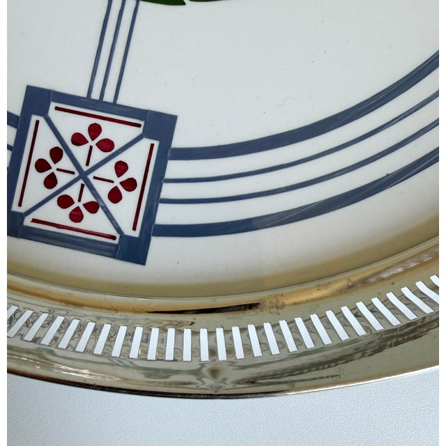Secessionist Porcelain & Nickel Serving Tray, Early 1900s For Sale - Image 9 of 13
