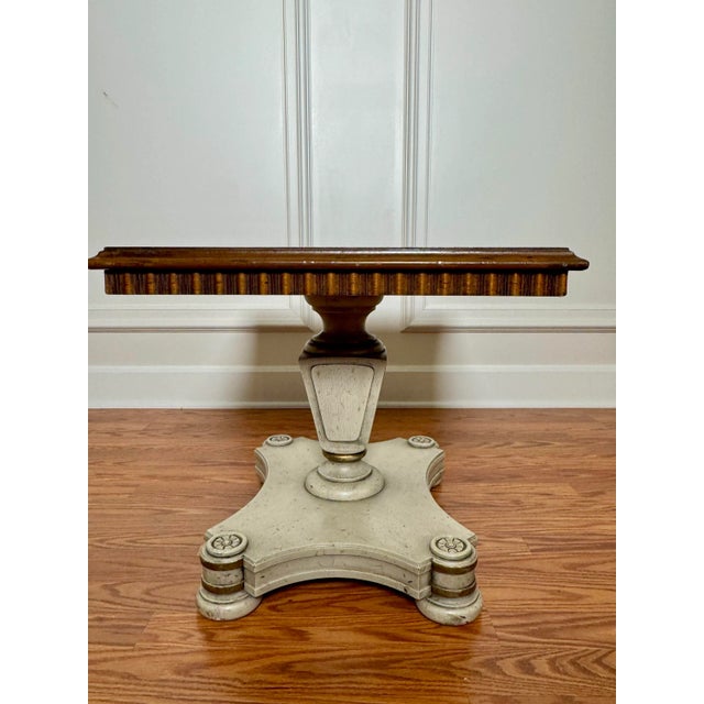 Heritage Hollywood Regency Wood Inlay Low Side Table in Taupe, Gold & Brown For Sale - Image 12 of 12