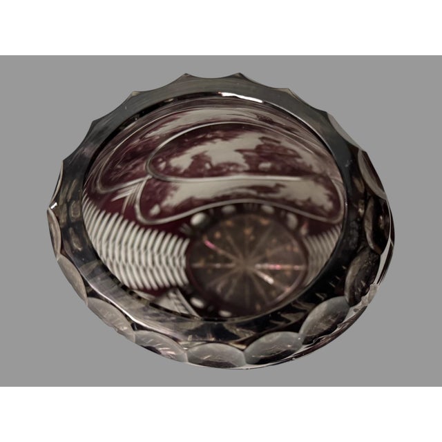 Amethyst Mid 20th Century Dresden Amethyst Cut to Clear Art Glass Vase With Landscape Hunting Scene For Sale - Image 8 of 11