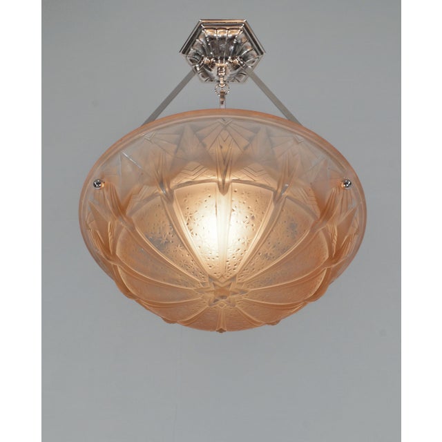 1930s French Art Deco Pendant Light by Hettier Et Vincent & Muller Freres 1930 France For Sale - Image 5 of 10