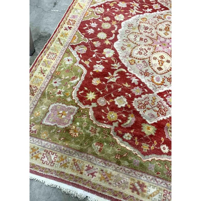 Traditional Early 20th Century Handmade Antique Turkish Oushak Rug For Sale - Image 3 of 9