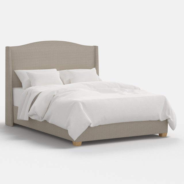 Spritely Home Stoffer Home x Cloth & Company Julia Wingback Bed in Muave Mini Gingham, Queen For Sale - Image 4 of 7