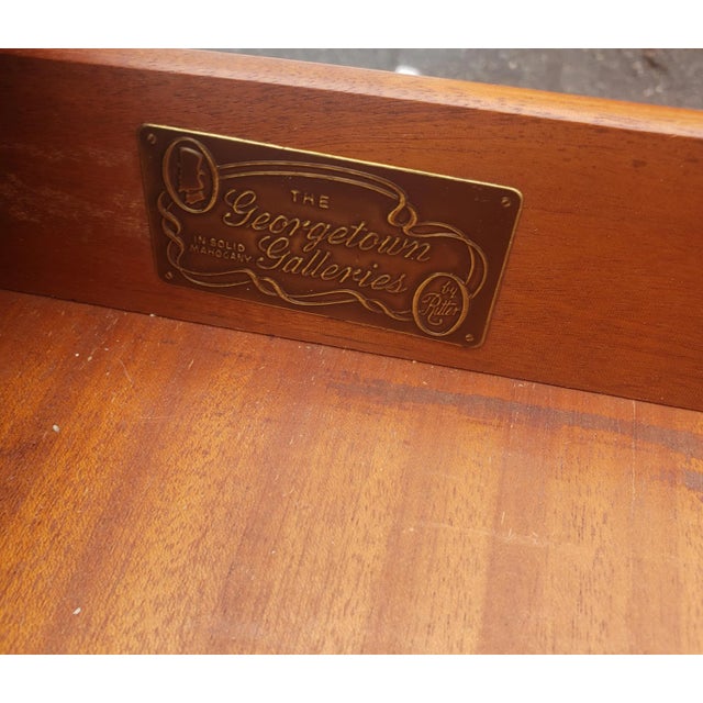 1960s Georgetown Galleries 2-Tier Holliwood Regency Mahogany Side Tables on Wheels, Pair For Sale - Image 11 of 12