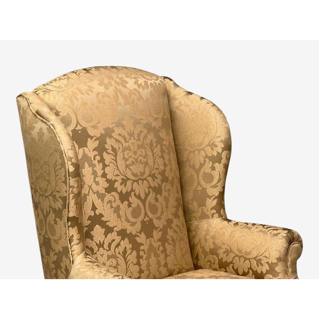 Queen Anne Queen Anne, Wingback Chair, Fabric, Mahogany, England, 19th C. For Sale - Image 3 of 7