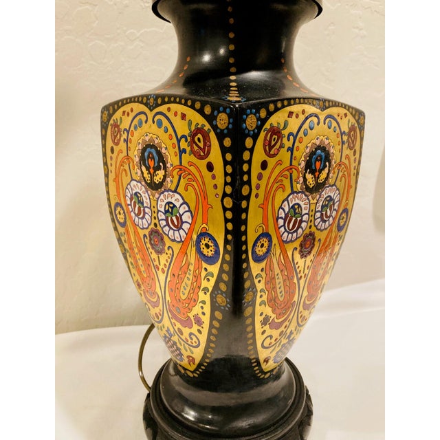 1920s Satsuma Style 1920s Porcelain Table Lamp With Applied Gold and Enamel Decor For Sale - Image 5 of 11