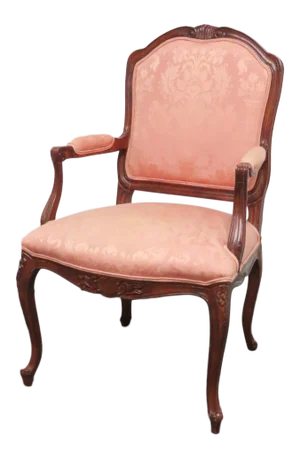 Louis XV Style Pink Embroidered Arm Chair