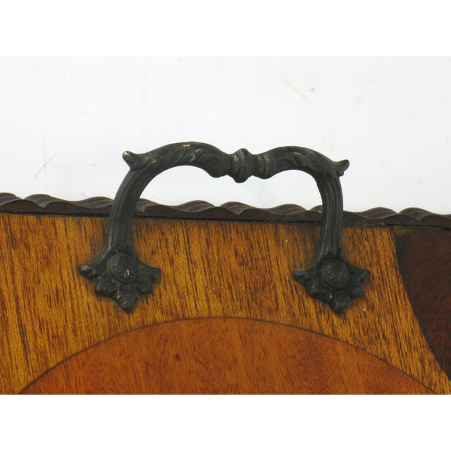 Rare Art Deco, Circle Marquetry Wooden Tray Mod Era Mid Century HAND MADE, ONE OF A KIND! Antique ageing. used. Miner gaps...