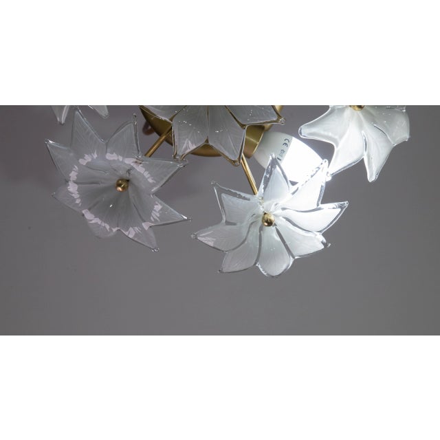 Set of 2 Vintage Murano Ceiling Light White Flowers, 1970s For Sale - Image 11 of 11