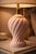 Vintage Hollywood Regency Pink Spiral Ceramic Table Lamp With Linen Shade For Sale In Los Angeles - Image 6 of 8