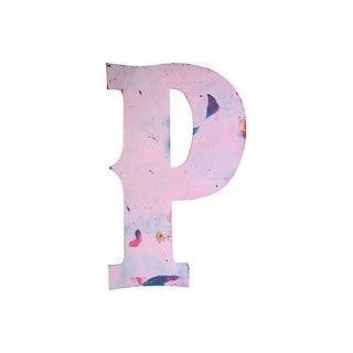 Large Pink Metal Marquee Letter P For Sale