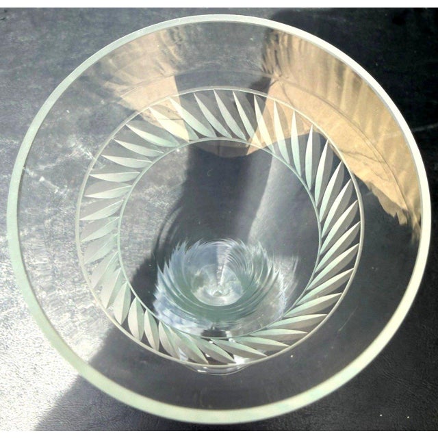 Antique Art Deco Crystal Champagne Flutes 10" Engraved Chevron Set of 3 For Sale In Dallas - Image 6 of 7