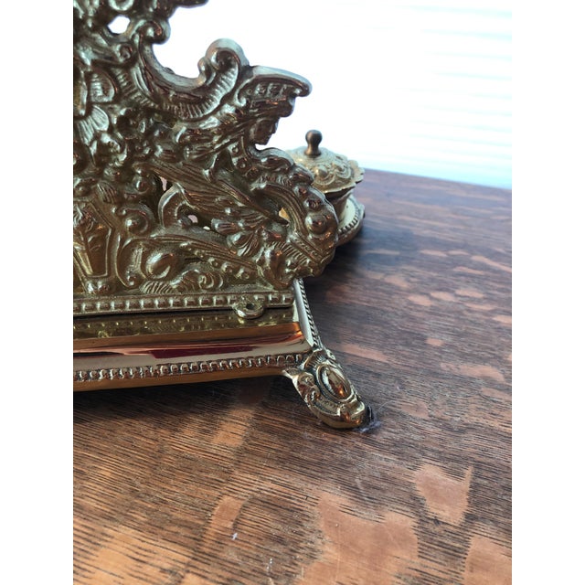 Vintage Solid Brass Letter Holder With Ink Wells Chairish