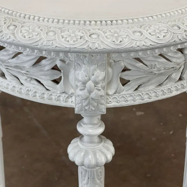 Antique White 19th Century French Louis XVI Painted End Table ~ Gueridon For Sale - Image 8 of 12
