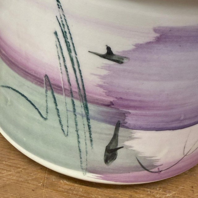 Hand-Painted Lavender Ceramic Bowl with Gradient Brushwork For Sale In New York - Image 6 of 9