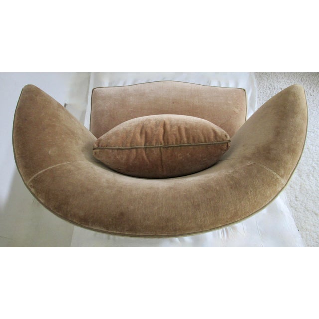 C2000 Donghia "Geneva" Collection Walnut Framed Club Chairs With Donghia Linen Velvet Textile -Pair For Sale - Image 15 of 16
