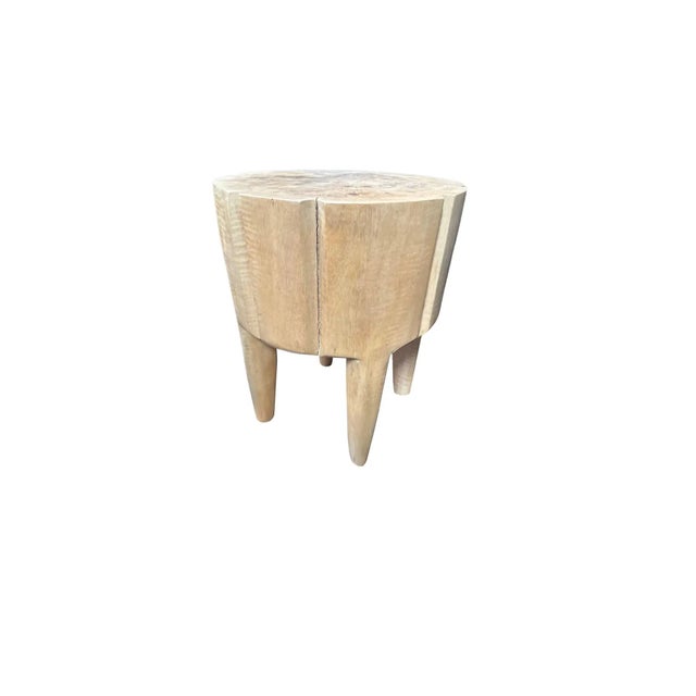 Sculptural Side Table Mango Wood Natural Finish For Sale - Image 4 of 5