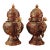 Pair of Vintage Chinese Gilt Bronze Filigree Vases - Dragon Handles & Gemstone Inlay For Sale