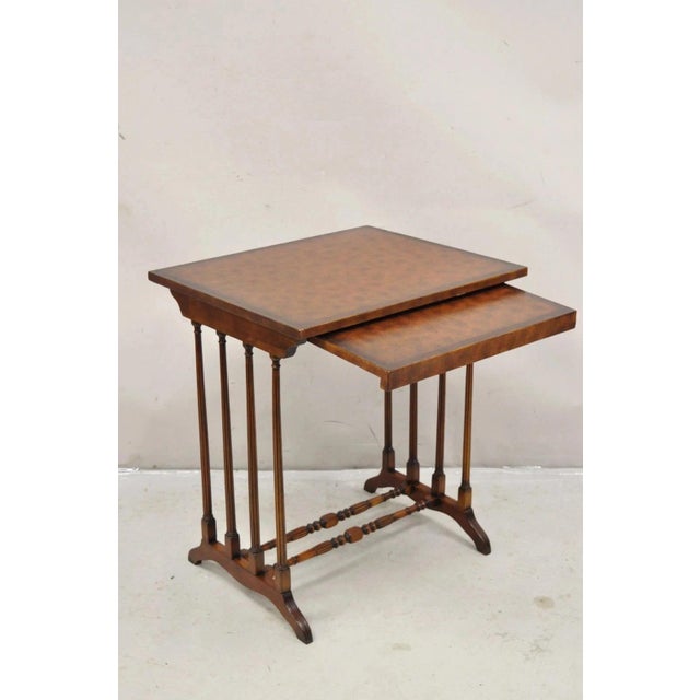 Regency Style Mahogany Brown Tooled Leather Accent Side Table by Highland House For Sale - Image 9 of 12