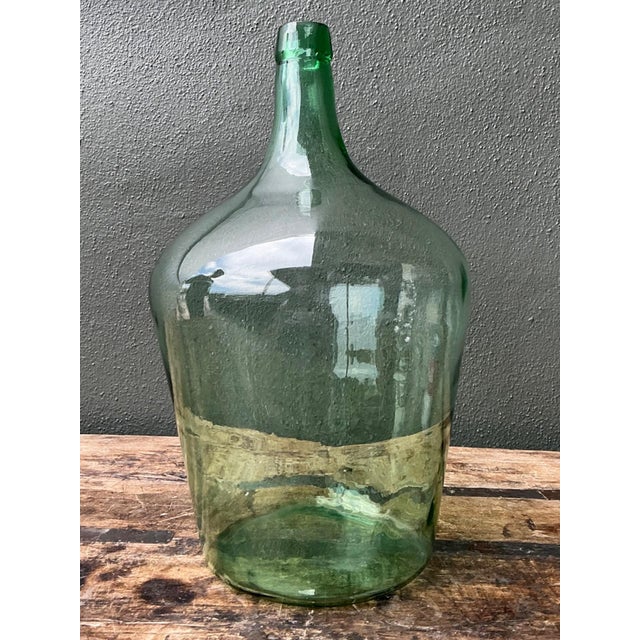 Vintage Green Glass Demijohn Bottle For Sale - Image 12 of 14