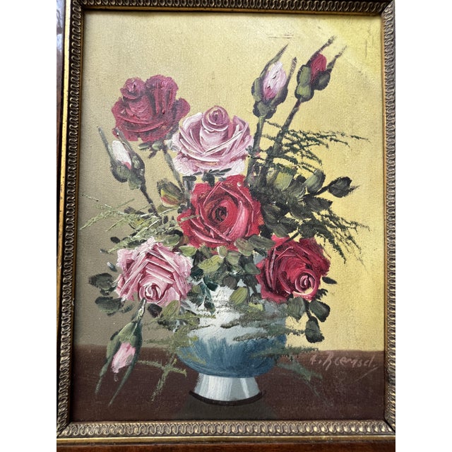 1950s A.Rcemscl, Floral Still Life with Roses, 1900, Oil Painting on Canvas, Framed For Sale - Image 5 of 10