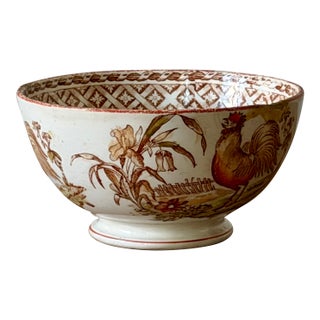 19th Century Petrus Regout “Haan” Rooster Bowl, Maastricht Holland For Sale