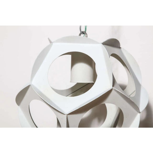 Metal 1960s Preben Dahl Style White Enameled Steel Hanging Pendant For Sale - Image 7 of 9