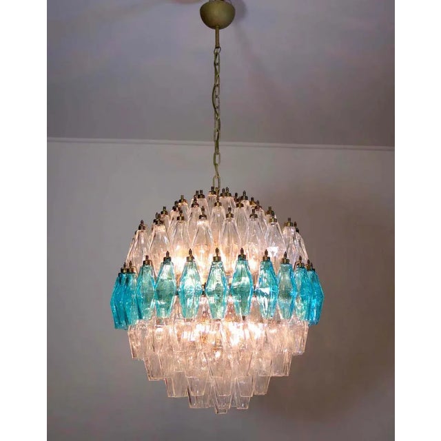 Blue & Transparent Murano Glass Spherical Chandelier, 1981 For Sale - Image 12 of 13