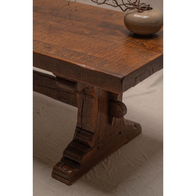 Large Brutalist Dining Table in Oak, 1970s For Sale - Image 9 of 18