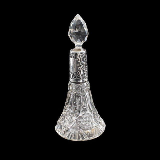 Pair of Small Antique Scent Bottles, English, Perfume Decanter, Silver Collar For Sale - Image 6 of 12