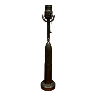 Mid-Century Modern Patinated Bronze Bullet Table Lamp, 1960s Design For Sale