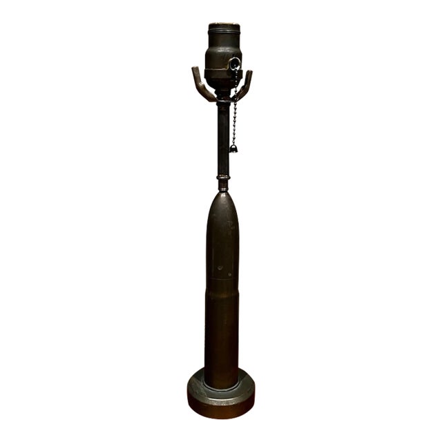 Mid-Century Modern Patinated Bronze Bullet Table Lamp, 1960s Design For Sale