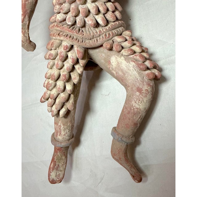 Ceramic Antique 19th Century Mexican Handmade Terracotta Pottery Warrior Sculpture For Sale - Image 7 of 13