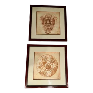 1990s Renaissance Still Life Original Drawings by Mark Venaglia, Framed - a Pair
