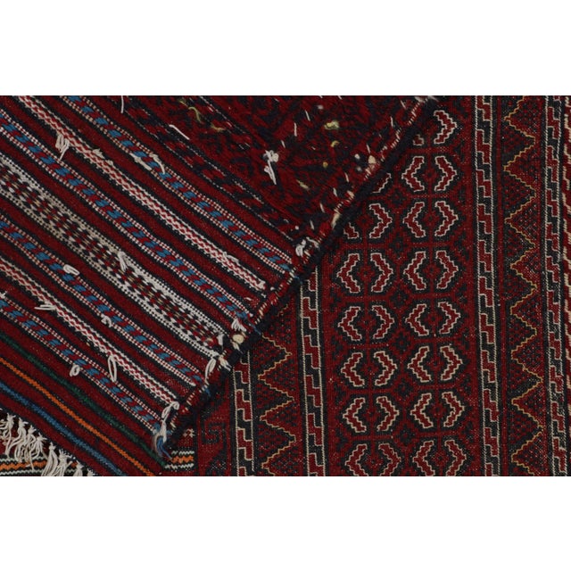 Textile 1950s Vintage Baluch Tribal Kilim in Red With Geometric Patterns, From Rug & Kilim For Sale - Image 7 of 8