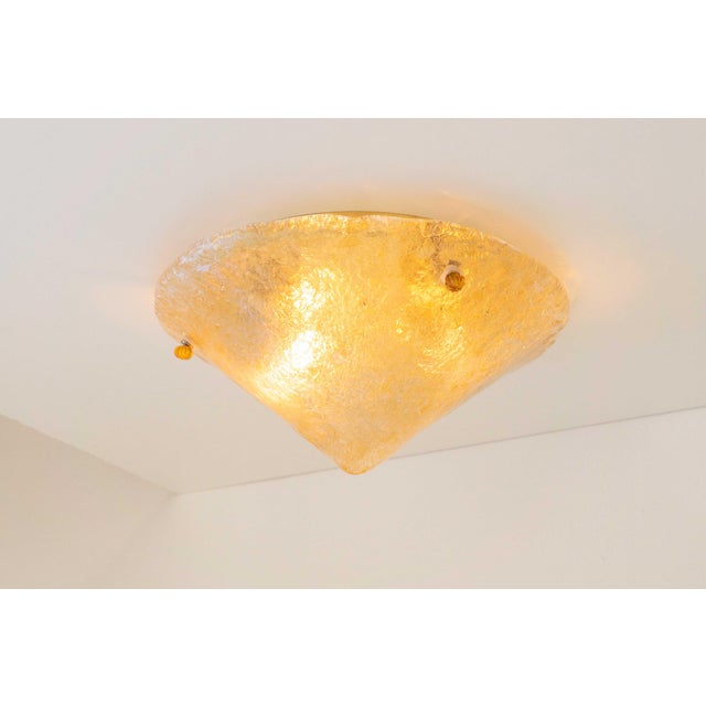 Hollywood Regency Murano Glass Flush Mount with Brass Base from Sylcom Lighting, Venice, Italy, 1990s For Sale - Image 3 of 14
