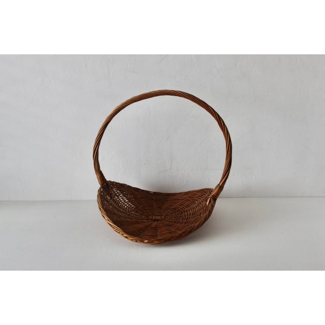 1980s Vintage French Style Wicker Flower Gathering Basket For Sale - Image 5 of 12
