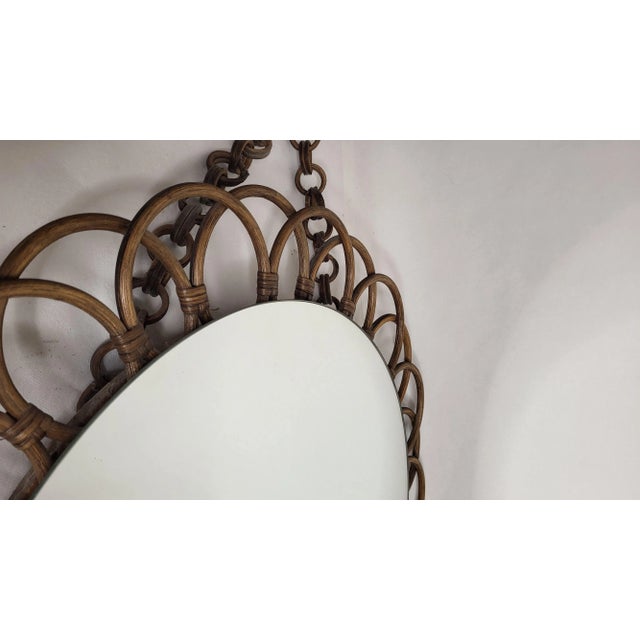Rattan Sun Mirror, 1970s For Sale - Image 3 of 4