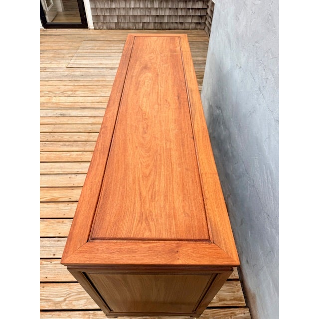 1960s Chinese Carved Rosewood Hand-Carved Long Life Sideboard Cabinet Buffet Server For Sale - Image 4 of 16