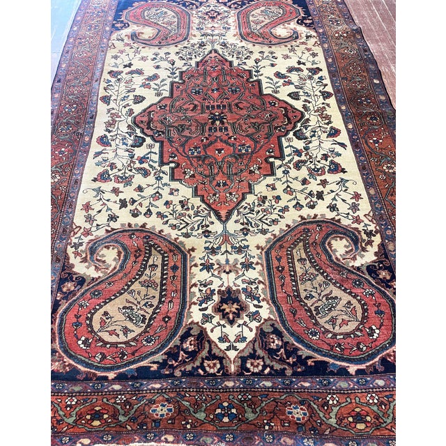 Ivory Antique Persian Sarouk Feraghan Rug For Sale - Image 8 of 9