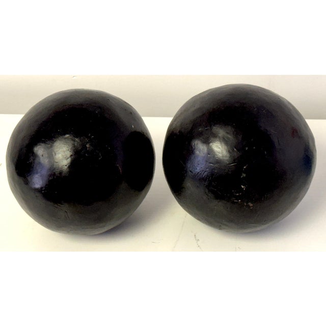 Graduated (9" & 7") Pair of Artisan Bronze Garden Balls / Sculptural Spheres For Sale - Image 16 of 18