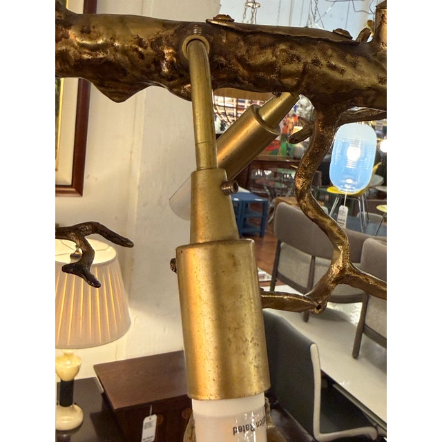 Branch Form Gilt Metal + Glass Droplets Chandelier For Sale - Image 11 of 12